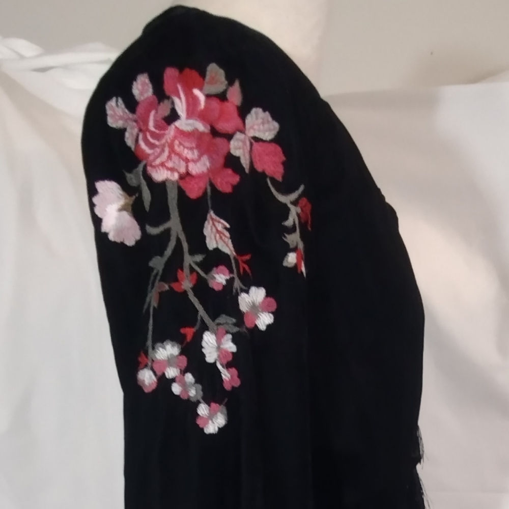 a.n.a TAG Rose Dress, Long Sleeve, Dress, Black, Floral Embroidery/Pleats, XS - Picture 10 of 16